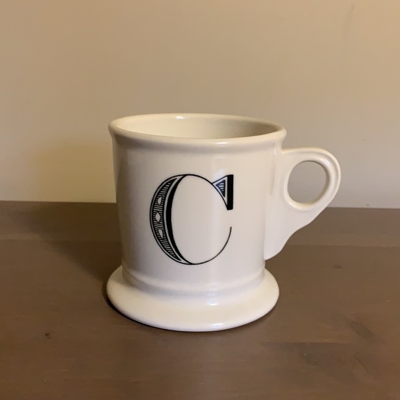 Anthropologie Cream and Black Ceramic Letter C Mug - Picture 2 of 7